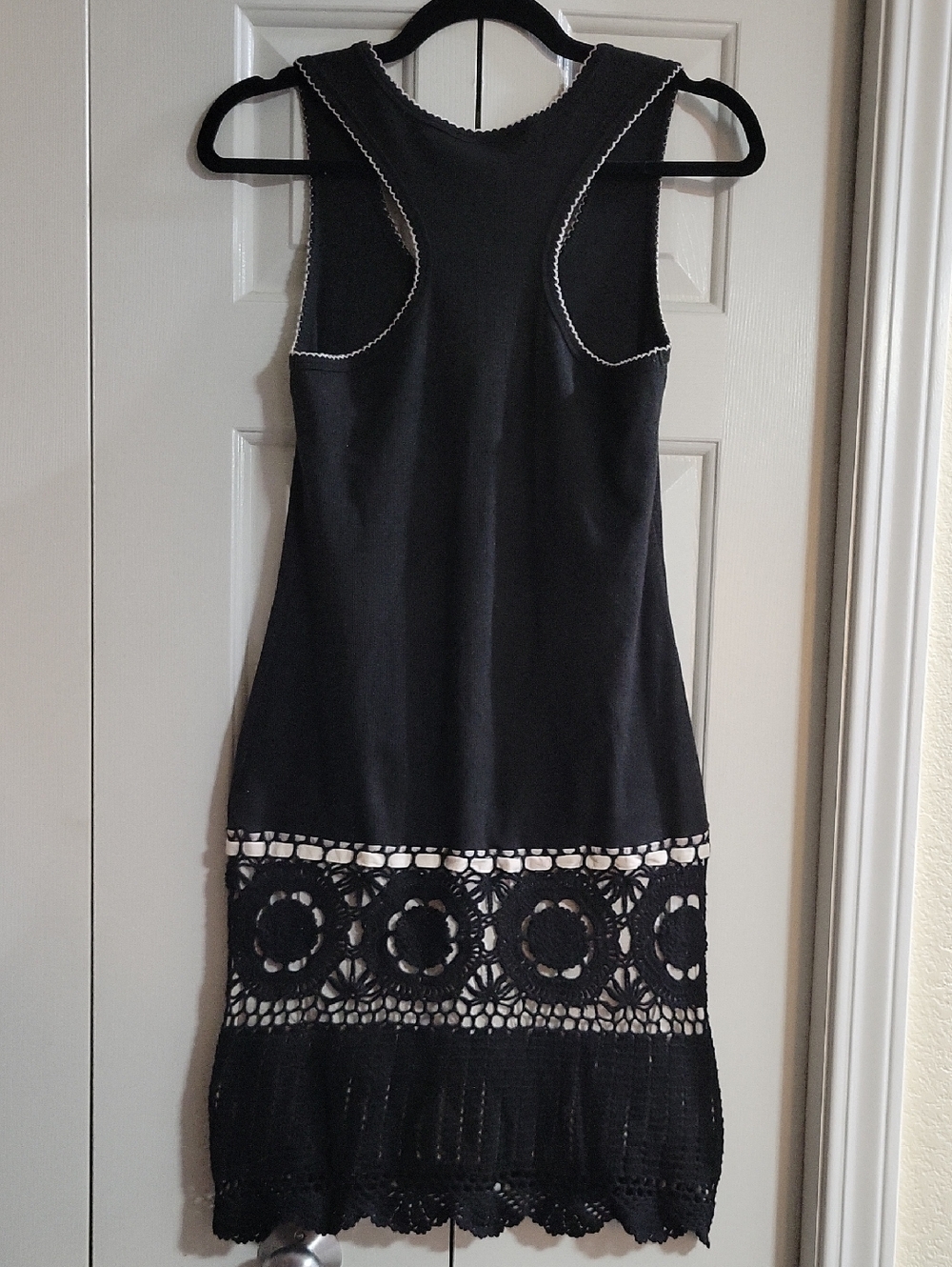Vintage Victoria's Secret Black & White Tank Dress w/ crochet skirt - Picture 4 of 11